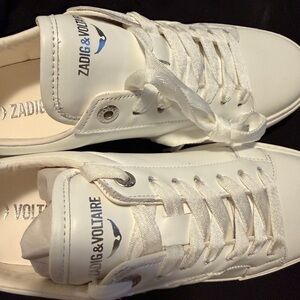 Zadig & Voltaire Cream Sneakers with Blue Detail